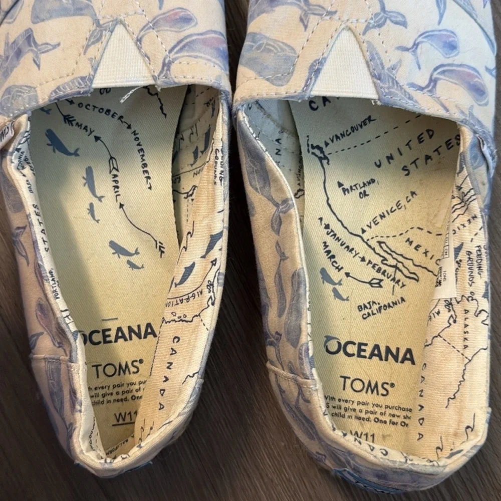 Toms Oceana Classic Multi Watercolor Whale Canvas Espadrilles Slip Ons 11